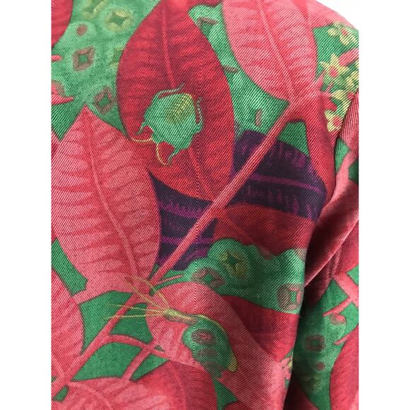 Vintage Bug Plant Print Tiered Linen Blouse Shirt Top / Women’s Small - Picture 2 of 6